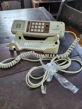 Vintage 90s TIME Magazine cream white landline promotional woodgrain wall phone